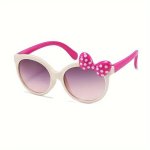 1PC Girl's Adorable Y2K Trendy Round Frame Glasses Fresh Bow Decor For Boys Girls Outdoor Sports Party Vacation Travel Supplies
