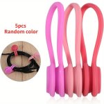 5PCS Random Color Magnetic Cable Organizers Clips Adjustable Straps Wire Cord Management Rubber Twist Ties For Headphones USB Wi
