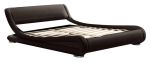 - Gabriela Modern Curve Style Faux Leather Bed Base - Brown - Size - Queen