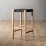 Cederberg Tall Leather Bar Stool Oak