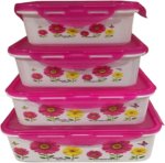 Lunch Box Set - Pink Lid 4 Containers Lunch Box