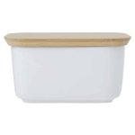 Basics White Butter Dish With Bamboo Lid