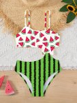 Girls 1-PIECE Sweet Swimsuit Solid Thin Strap Waist Floral Bottoms Cute Swimwear