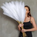 15 High-quality Faux Pampas Grass Bouquets - Lifelike Fluffy Stems Elegant Reed Bouquets Perfect For Weddings Home Decor Valenti