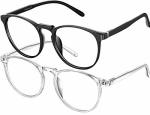 Feiyold Blue Light Blocking Glasses Women men Retro Round Anti Eyestrain Computer Gaming Glasses 2PACK