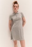 Collared Ribbed Dress - Grey Marl