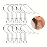 100PCS 925 Sterling Silver Earring Hooks Ear Wires Fish Hook Earring With Spring Ball For Making Earrings And Diy Jewelry Crafts