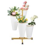 Flower Display Stand With 4 Bucket Floral Stand With Foldable Frame For Silk Fresh Flowers 4 Tier Florist Shelf Plant Cart For F