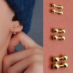 3 Pairs Double Headed Ball Stud Earrings Barbell Stud Earrings Ear Piercing Jewelry Suitable For Daily Wear Stainless Steel Zirconia Minimalist Style