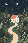 House At Night 2 Canvas Print - 600MM X 600MM
