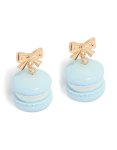 Goldair Gold Bow & Blue Macaron Earrings