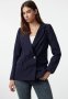 Dark Navy Blue Lined Double Breasted Woven Blazer Jacket