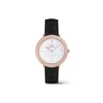 Crystalline Bezel Black Croc Rose Gold