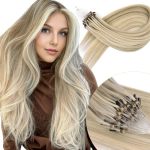 Kiikiigirl Microlink Hair Extensions Human Hair 20 Inch 16 60 Blonde Highlight Golden Mixed Grayish Brown Micro Loop Microbead M