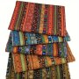 5PCS African Print Fabric Bundle - Pre-cut Cotton Linen Blend Ethnic Stripes For Quilting Sewing & Diy Crafts 19.81CM X 24.89CM Each Fabric For