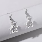 Hollow Star Shape Drop Earrings Pure Color Minimalist Hook Earrings For Women & Daily Wear