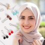 Set/12PCS Middle Eastern Headscarf Clips Faux Pearl Brooches Silky Scarf Buckles Scarf Shawl Clips
