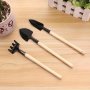 3PCS Garden Tool Set - Floral Trowel Transplanting Shovel & Seedling Planter - Durable Wooden Handle - Ideal For Flowers Vegetables & Succulents