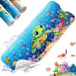 Xiyunte Baby Bath Mat For Tub Non Slip Kids Bath Mat - 40"X16" Extra Long Cartoon Turtle Baby Bath Tub Mat Eco-friendly Toddle