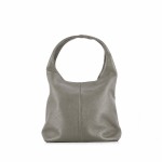 Leather Slouchy Hobo Bag -grey