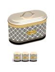 Printed Bread Bin And Canister Set - Oval - White
