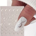 Bronzing Nail Stickers Angel Wings Star Moon Necklace Nail Decals Polished Sliver Golden Pattern Manicure Accessories