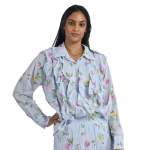 Floral Print Frill Shirt - Sky Free