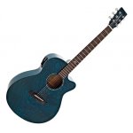 Tanglewood TA4CE : Azure Super Folk Acoustic Guitar In Quilt Ash Blue