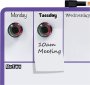 Nobo MINI Magnetic Whiteboard Weekly Planner Dry Wipe Wall Mountable 2 Tone Design Integrated Pen Clip Includes Pen & Magnets 360 X 140 Mm Purple & Blue