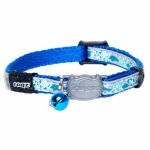 CAT Rogz Z Night 11MM Reflective Safeloc Breakaway Collar Blue Floral Design Waggs Pet Shop