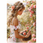 Tear Resistant Deco Print Girl With Flowers