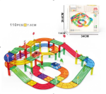 Moncha Diy Magnetic Tile 110 Pieces Race Car Track Set