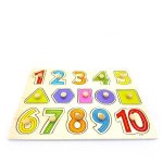 Wooden Numbers And Shapes Easy Grab Knob Puzzle - Factory Plaza