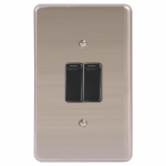 Lesco 2 Lever 1 Way 4X2 Light Switch Stainless Steel Black