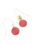 Goldair Gold Red Circle Thread Through Drop Earrings