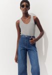 Cropped Twill Trousers - Blue