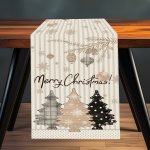 1PC Polyester Table Runner Merry Christmas Table Runner Christmas Tree Snowflake Pattern Table Cover Christmas Atmospheric Table