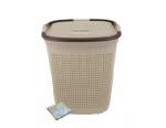 Smte Two Tone Mesh Weave Laundry Basket & Complementary Smte Pegs Pack Cream With Keychain