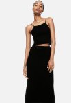 Rib-knit Strappy Top - Black
