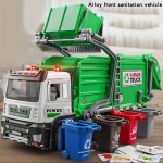 Simulated Alloy Front Garbage Truck Toy Cleaning Garbage Sorting Bin Sanitation And Cleaning Engineering Model Car Boy Halloween