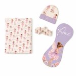 Fairy Pink And Purple Swaddle Wrap Set Newborn Hospital Set