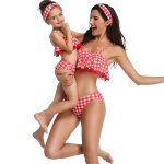 Matching Mom Or Daughter Red Checkered Print Two-piece Bikini - XL