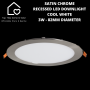 Satin Chrome Round Recessed LED Downlight Cool White - 3W - 82MM Diameter