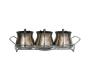 4 Piece Broad Glass Condiment Set In Polished Steel With Metal Rack & Scoops