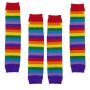 Fashion Women's Rainbow Stripes Arm Warmers Fingerless Gloves Set Of 2