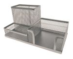 M420S Wire Mesh Metal Cube Clip & Pen Holder - Silver