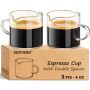 Espresso Cups Set Of 2 4 Oz Espresso Shot Glass With Handle Double Spout Cups Clear Glass Milk Cup Coffee Accessories Great For Making Coffee Dessert