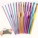 8PCS Vibrant Aluminum Crochet Hook Set - Single Head Knitting Needles For Diy Sweaters & Crafts Assorted Colors Embroidery Kit C