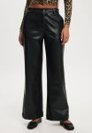 Cotton On Faux Leather Wide Leg Pant - Black