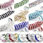 100PCS Round Copper Spacer Beads 6MM 8MM Round Copper Spacer Beads Crystal Beads Rhinestone Beads Jewelry Necklace Beads Bracele